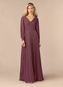Azazie Zina Mother of the Bride Dresses Sangria A-Line Pleated Chiffon Dress image1
