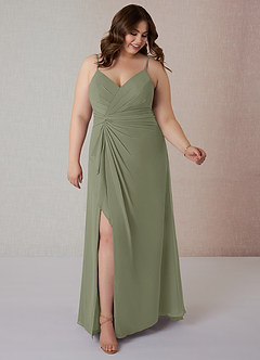 Azazie Emerald Bridesmaid Dresses Pistachio A-Line Ruffled Chiffon Dress image7