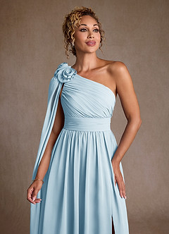 Azazie Lancaster Moeder van de bruid jurken A-Lijn Jurk van Chiffon One-Shoulder Hemelsblauw image6
