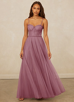 Christian Siriano Bridal for Azazie 1015 Final Sale Vintage Mauve A-Line Lace Tulle Dress image3