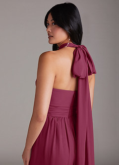 Azazie Lamara Bridesmaid Dresses Mulberry Off the Shoulder Chiffon Convertible Jumpsuit image11
