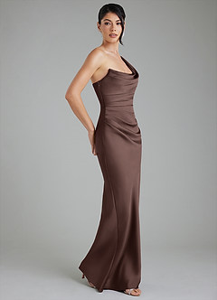 Azazie Sabrina Bridesmaid Dresses Ganache Mermaid Corset Stretch Satin Dress image8