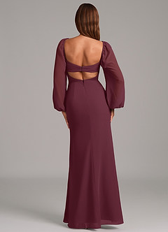 Azazie Brixley Bridesmaid Dresses Cabernet Mermaid Long Sleeve Chiffon Dress image2