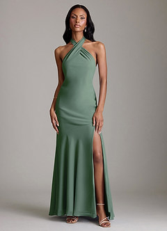Azazie Lorena Bridesmaid Dresses Eucalyptus Mermaid Pleated Chiffon Dress image1