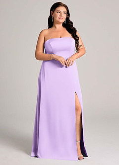 Azazie Wren Bridesmaid Dresses Lilac A-Line Strapless Stretch Satin Convertible Dress image12
