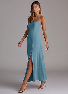 Azazie Wren Vestidos de madrinha de casamento Vestido Bermudas de Chiffon de Linha A com Sem alças image3