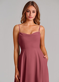 Azazie Elle Bridesmaid Dresses Merlot A-Line Pleated Chiffon Dress image6