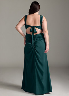 Azazie Jesaphine Bridesmaid Dresses Pine Sheath Bow Stretch Satin Dress image9