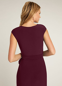 Azazie Wynry Vente Finale Robe Conforme en Tricot de luxe Plissée Cabernet image7