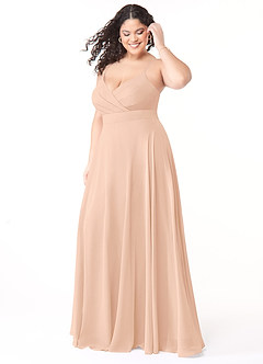 Azazie Avelina Bridesmaid Dresses English Rose A-Line V-Neck Pleated Chiffon Dress image8