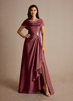 Azazie Branford Kleider für die Brautmutter A-Linie Plissee Stretch-Satin Kleid Merlot image5