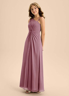 Azazie Brooke Junior Vintage Mauve A-Line Side Slit Chiffon Dress image6