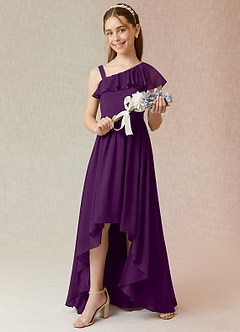 Azazie Mango Junior Grape A-Line Ruched Chiffon Dress image2