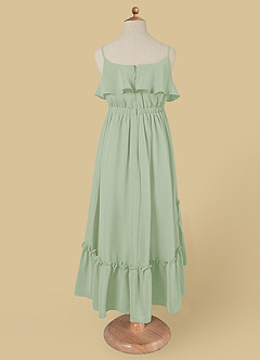 Azazie Karmen Flower Girl Dresses Dusty Sage A-Line Ruched Chiffon Dress image7