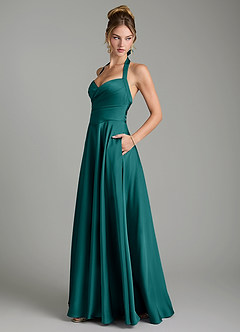 Azazie Tenaya Bridesmaid Dresses Peacock A-Line Sweetheart Neckline Stretch Satin Dress image5