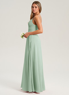 Azazie Terese Brautjungfernkleider A-Linie Plissee Chiffon Kleid Agave image4