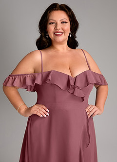 Azazie Lyra Bridesmaid Dresses Desert Rose A-Line Chiffon Convertible Dress image17