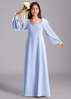 Azazie Bondi Junior A-Linie Blouson Chiffon Kleid Eis image5