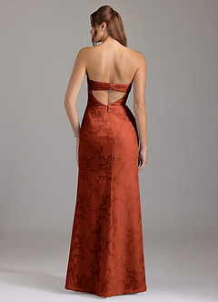 Azazie Leonis Bridesmaid Dresses Auburn Sheath Strapless Floral Burnout Convertible Dress image6