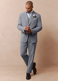 front Savile Gris Traje de tres piezas de mezcla de lana