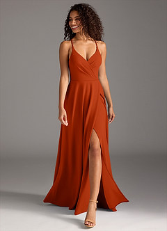 Azazie Davis Bridesmaid Dresses Paprika A-Line Pleated Stretch Crepe Dress image4