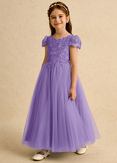 Azazie Puff vestidos de niña de las flores Vestido de Tahití de Tul de Princesa con Encaje image2