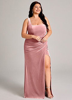 Azazie Mero Bridesmaid Dresses Dusty Rose Mermaid Pleated Velvet Dress image12