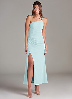 Azazie Eren Brautjungfernkleider Meerjungfrau-Linie One-Shoulder Chiffon Kleid Seegrün image3