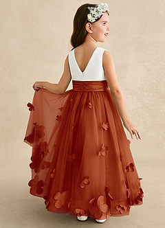 Azazie Vi Flower Girl Dresses Paprika A-Line Sleeveless Tulle Dress image1