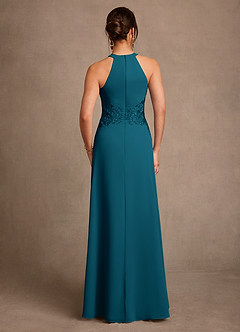 Azazie Georgie Vestidos para mãe da noiva Vestido Tinta Azul de Chiffon de Linha A com Renda image3