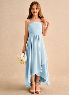 Azazie Twilight Dance Girls Formal Flower Girl Dresses Sky Blue A-Line Pleated Chiffon Dress image5