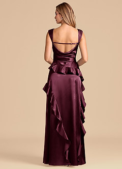 Azazie Sloane 신부 들러리 드레스 A라인 스윗하트 네크라인 메탈릭 새틴 바닥 길이 드레스 image6