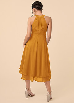 Azazie Linna Junior Butterscotch A-Line Pleated Chiffon Dress image2