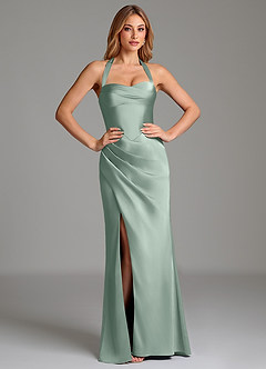 Azazie Serenity Bridesmaid Dresses Agave Mermaid Sweetheart Neckline Stretch Satin Dress image5