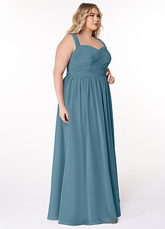 Azazie Zapheira At-home Try On Dresses Matcha A-Line Ruched Chiffon Dress image9