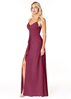 Azazie Emerald Bridesmaid Dresses Mulberry A-Line Ruffled Chiffon Dress image5