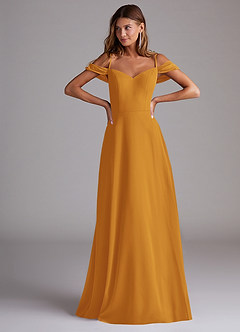 Azazie Marley Jurken voor bruidsmeisjes Converteerbaar Jurk van Chiffon met A-Lijn Off the Shoulder Boterbabbelaar image4