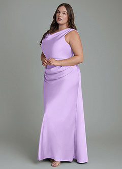 Azazie Kieryn Bridesmaid Dresses Lilac Mermaid Pleated Stretch Satin Dress image10