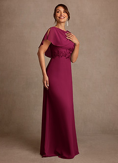 Azazie Frieda Mother of the Bride Dresses Burgundy A-Line Applique Chiffon Dress image4