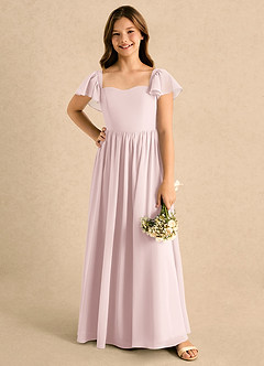 Azazie Patsy Girls Formal Flower Girl Dresses Blushing Pink A-Line Sweetheart Neckline Chiffon Dress image4