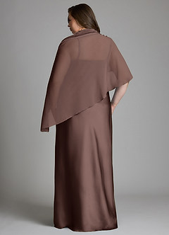 Azazie Jaleesa Abiti da Damigella Abito Tubino in Raso Elasticizzato Collo alto Ganache image6