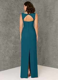 Azazie Flori Bridesmaid Dresses Ink Blue Sheath Square Neckline Chiffon Dress image2