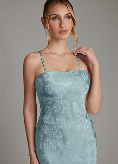 Azazie Viv Robes de demoiselle d'honneur Robe Fourreau en Jacquard Sans bretelles Jacquard Bleu Clair image5