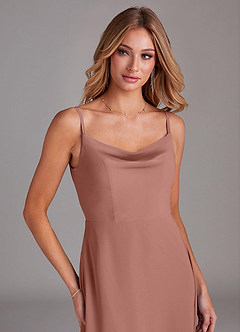Azazie Daenerys Bridesmaid Dresses Cedar Rose A-Line Cowl Chiffon Dress image6