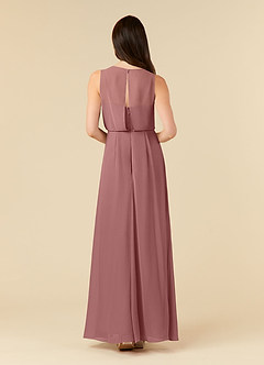 Azazie Marchioness vestidos de madre de la novia Vestido de Rosa Del Desierto de Gasa de Corte En A con Cuello redondo plisado image2