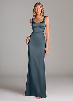Azazie Denice Bridesmaid Dresses Twilight A-Line Pleated Stretch Satin Dress image3