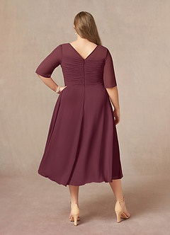 Azazie Naomi Mother of the Bride Dresses Cabernet A-Line Boatneck Pleated Chiffon Dress image11