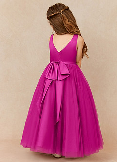 Azazie Marybell Flower Girl Dresses Fuchsia A-Line Bow Tulle Dress image2