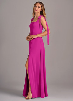 Azazie Debra Bridesmaid Dresses Fuchsia A-Line with Pockets Chiffon Convertible Dress image4