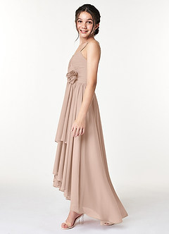 Azazie Catalina Junior English Rose A-Line Ruched Chiffon Dress image5